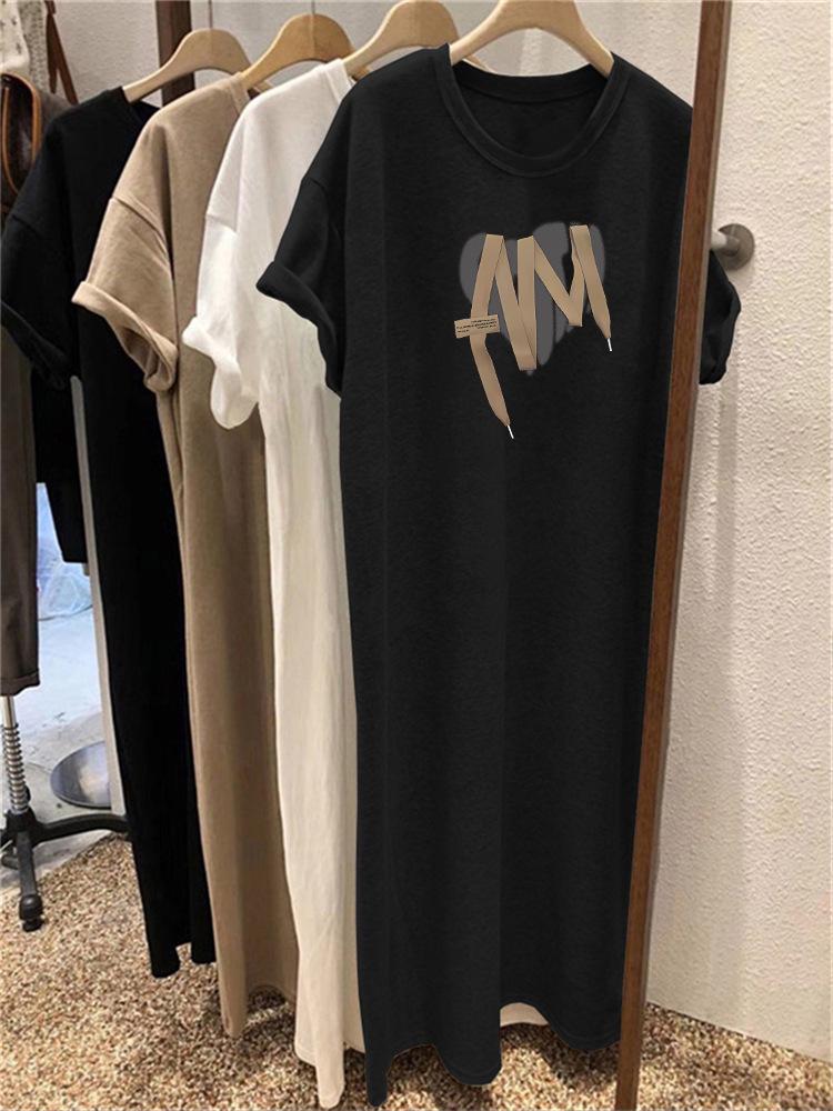 Женское летнее повседневное платье в корейском стиле, свободного кроя, средней длины, выше колена