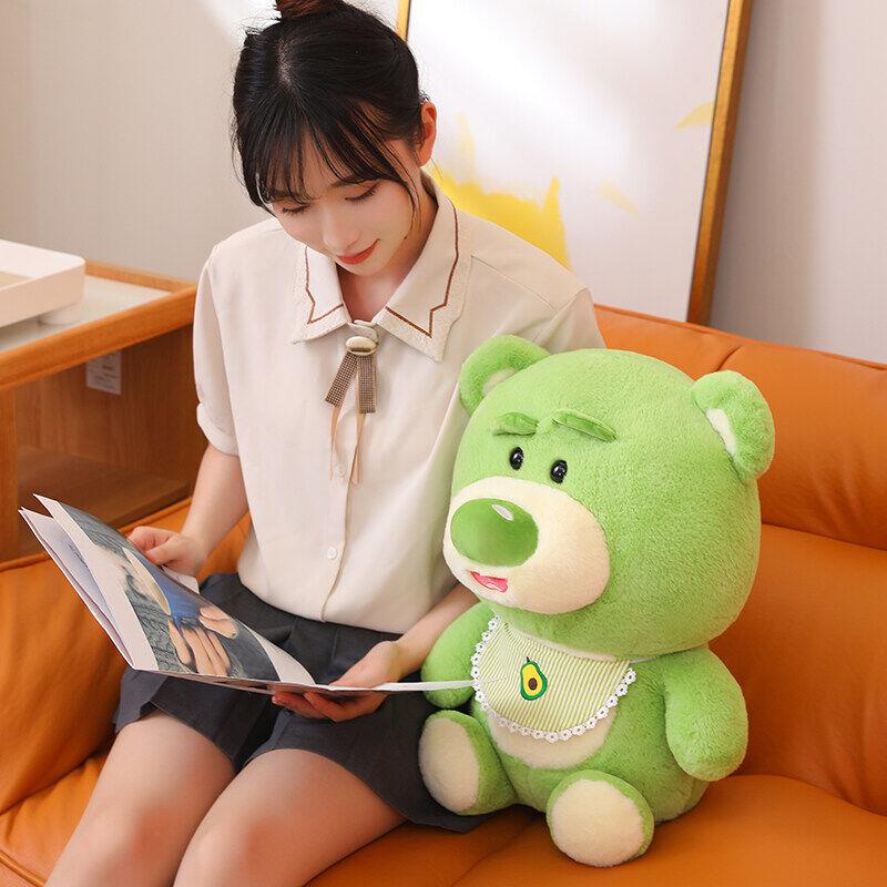 Cute Green Strawberry Bear Stuffed Animal Plush Toy Avocado Apron for Children's Gift