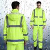 High Workwear Clothes Hi Vis Suit Reflective Jacket Waterproof and Pockets Reflective Work Pants Set Waterproof Windproof PVC
