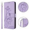 For iPhone 17 Case Wallet Stand Lotus Imprint Leather Phone Cover with Wrist Strap