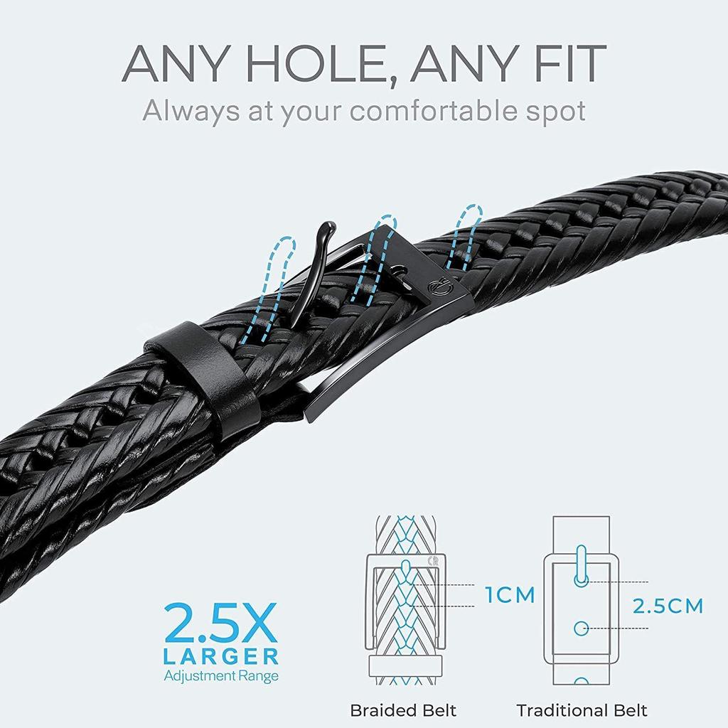 Мужской плетеный ремень из натуральной кожи с оригинальным фирменным логотипом | Плетеный кожаный ремень для повседневных брюк с латунной пряжкой | Микро Регулируемый