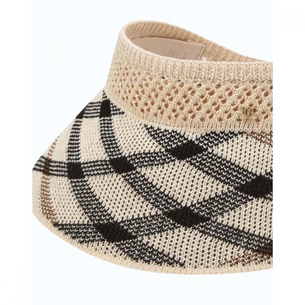 Daks Brown Check Knit Packable Sun Cap Dd Metal Decoration Dche6e257w2