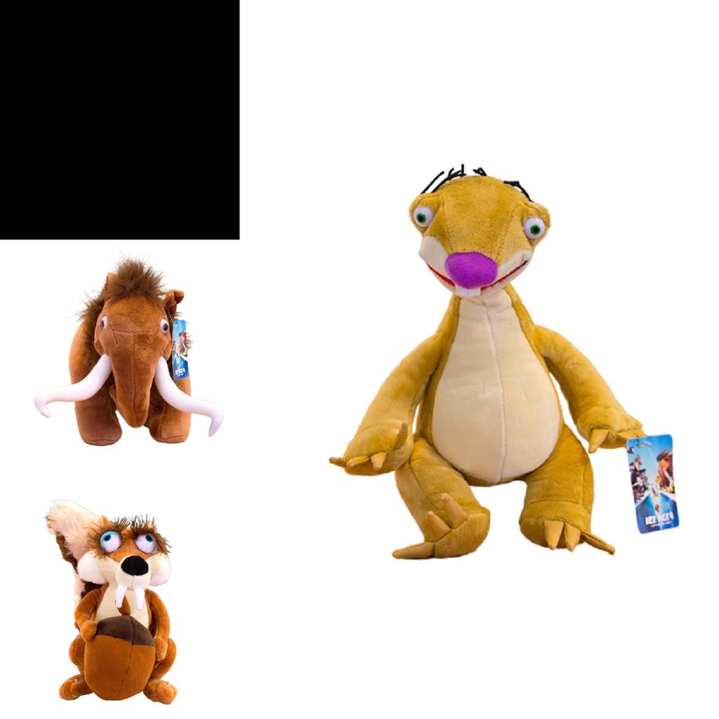 Soft And Huggable Squirrel, Sloth, And Saber-toothed Tiger Plush Toys Pack Of 3