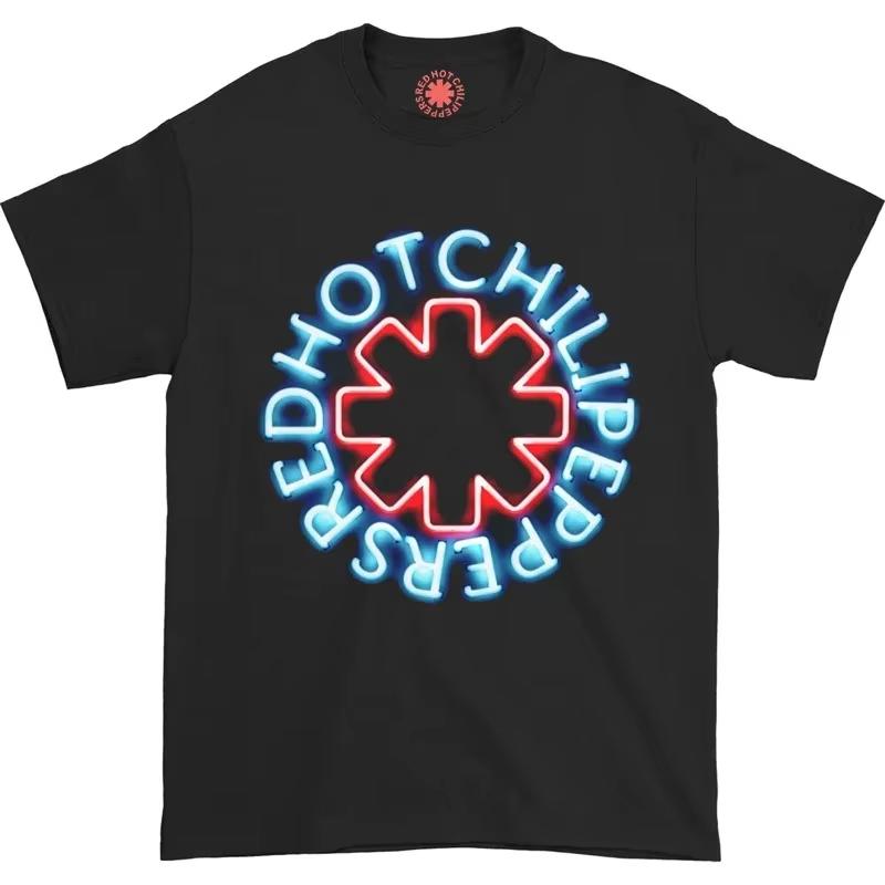 Red Hot Chili Peppers Черно-белый Мультяшный Принт Крутой и Забавный Дизайн Унисекс Свободная Дышащая Футболка с Коротким Рукавом Стиль Харадзюку & Y2K