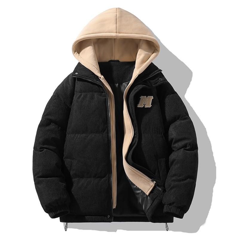 Mens Winter Cotton Puffer Jacket Fleece Lined Casual Stand Collar Short Coat