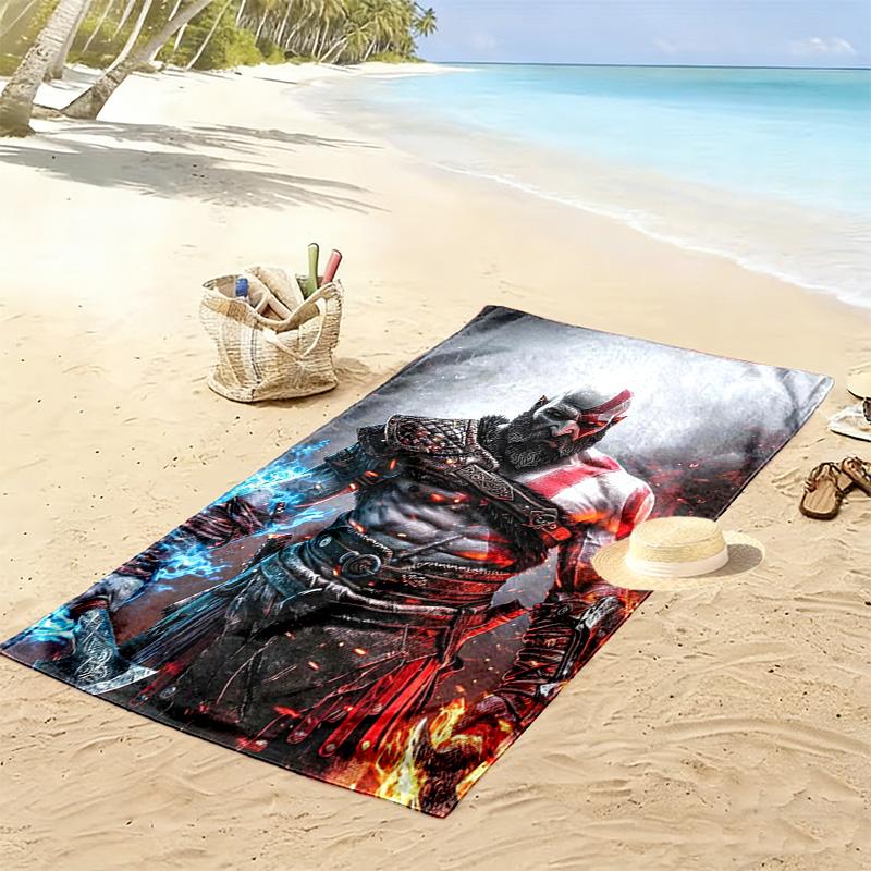 Kratos God Of War Print Beach Towel, Large Soft Quick Dry Towel for Beach Camping Swimming
