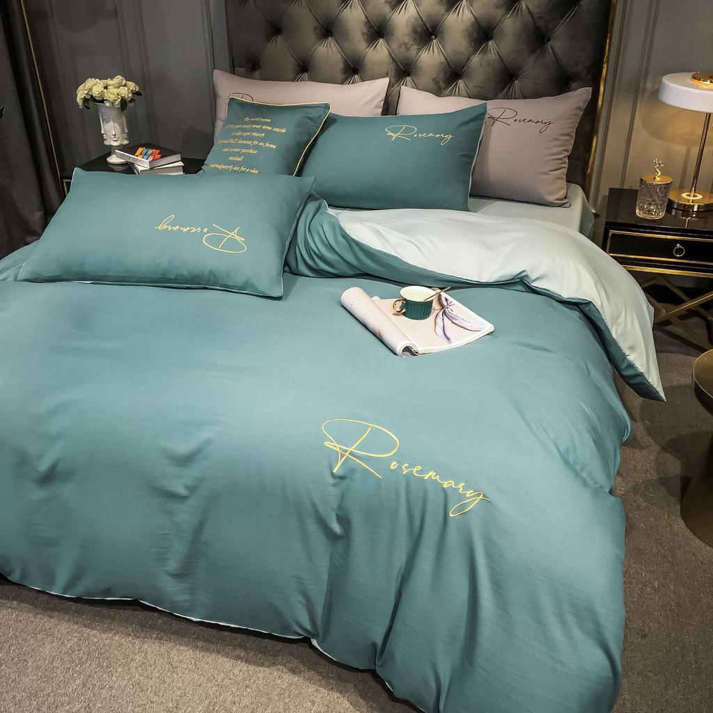 Утолщенное вышитое постельное белье, пододеяльник из четырех частей, простыня, комплект из трех частей для спальни