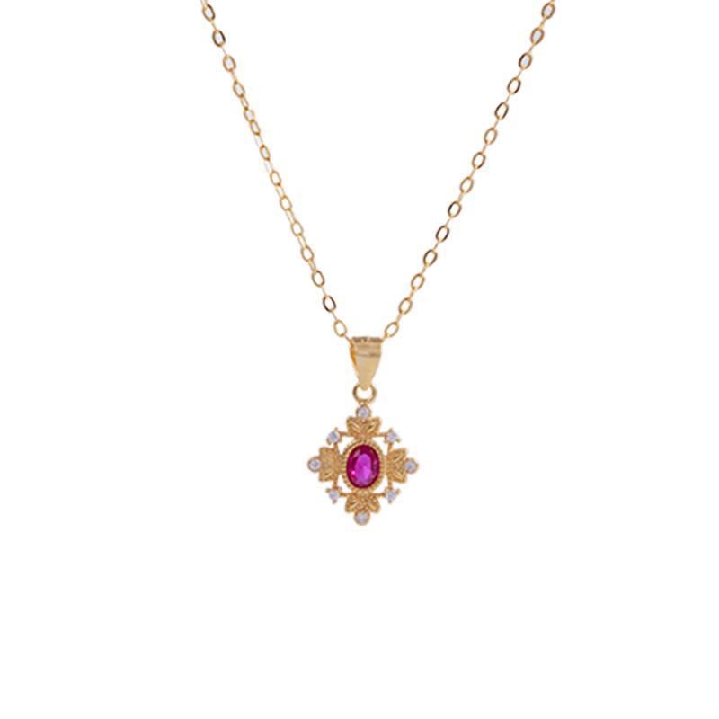 Ожерелье с геометрической подвеской в виде ключицы из серебра 925 пробы Banyan Tree с рубином в стиле ретро для женщин