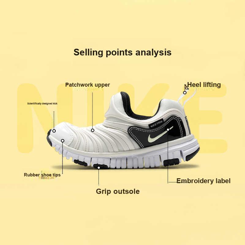 Nike Динамо Бесплатный Модный Тренд Нескользящие Прочные Низкие Детские Повседневные Кроссовки Детские кроссовки Белый Черный 343738104