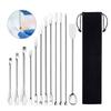 12Pcs Laboratory Spatula 304 Stainless Steel Multifunctional Sampling Scoop Experiment Supplies