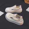 Женские парусиновые туфли, летние, дышащие, повседневные, белые, без застежек, на платформе, спортивные, женские кроссовки