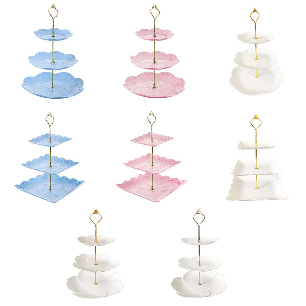 Cake Stand 3 Tier Pastry Cupcake Fruit Plate Dessert Snack Nut Dried Fruit Holder for Home Festival Party Fruit Food