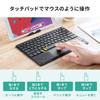 Sanwa Direct Bluetooth Keyboard with Touchpad for iPhone and iPad, Rechargeable, Multi-Pairing with 3 Devices, Stand Included, English Layout,