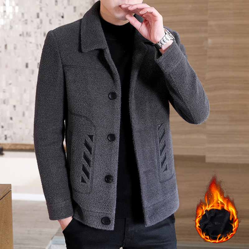 Winter Men's Wool Coat Mink Clothes Men's Thickened Jacket Winter Coat Autumn and Winter Woolen Coat