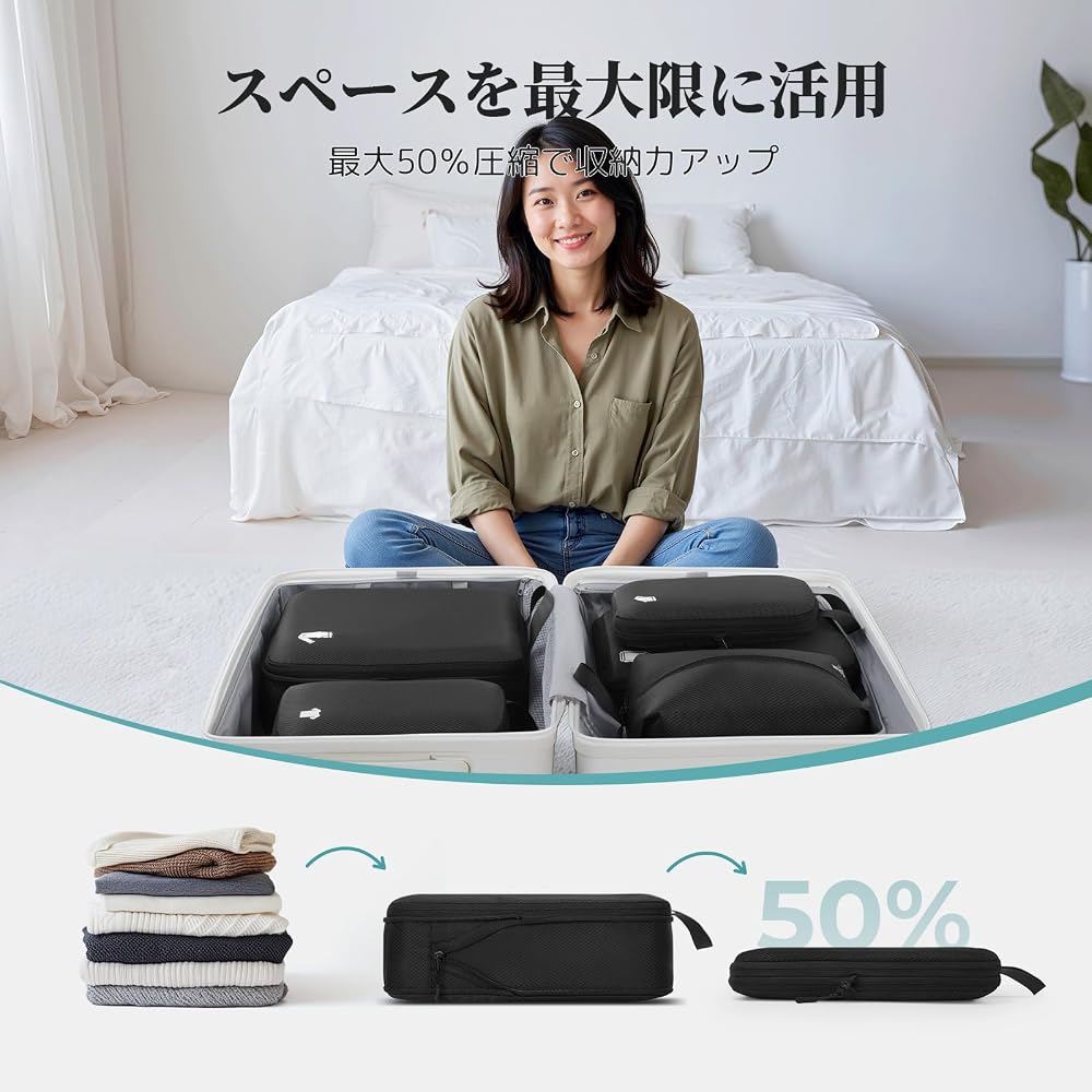 Samfolk Compression Bags for Travel, 5-Piece Set, Designed by a Professional Organizer, for