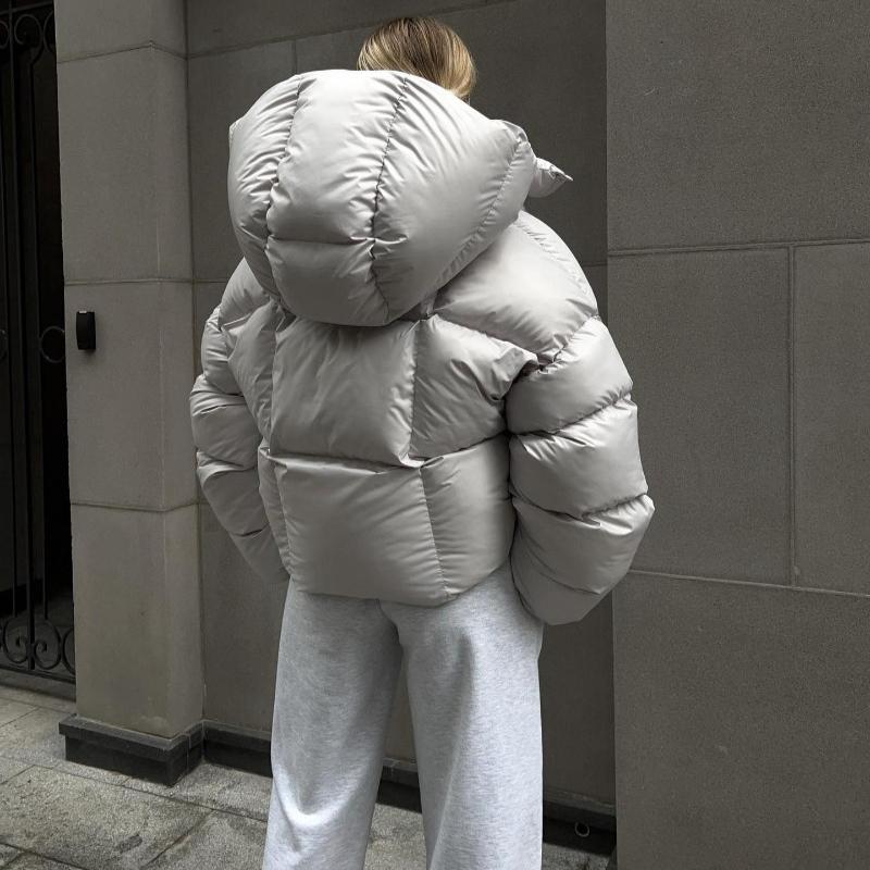 EastRogue Европейская и N Хлопковая куртка Зимняя Женская Куртка-пуховик Хлопковая куртка Модный стиль Индивидуальность Уличная Короткая Куртка с капюшоном