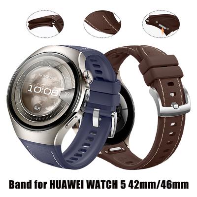 Силиконовый кожаный ремешок для Huawei Watch 5 46 мм без зазоров, резиновый ремешок для Huawei Watch 5 42 мм, нижний быстросъемный ремешок