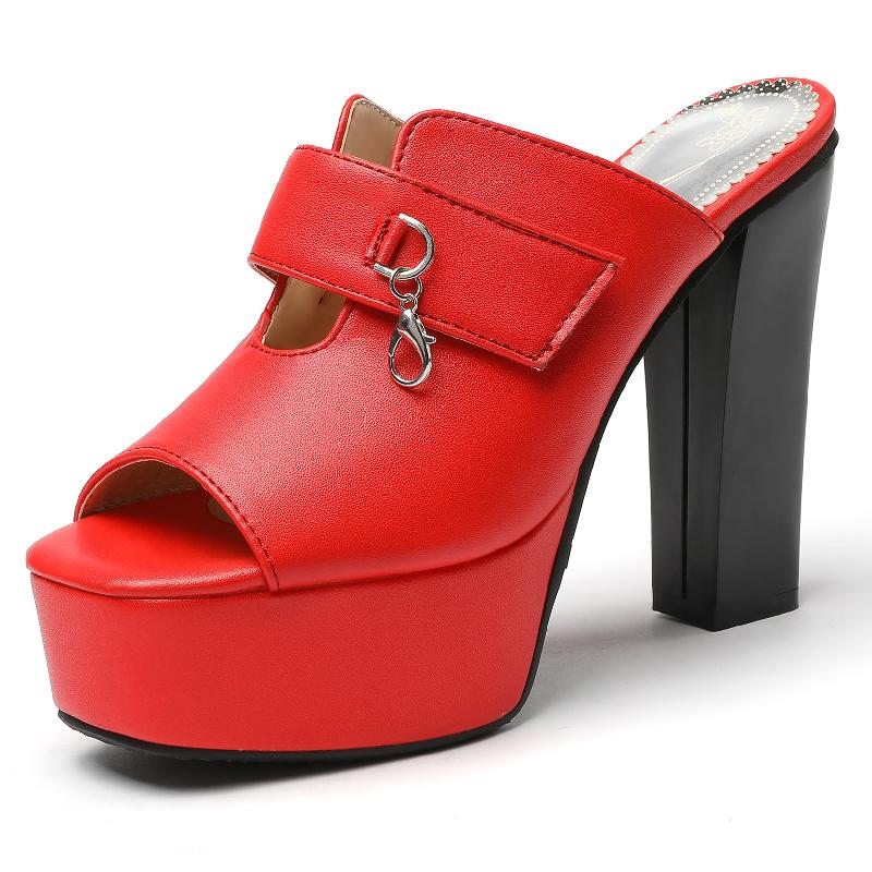 Модные туфли на платформе, женские летние босоножки на высоком каблуке, роскошные женские туфли-мюли, черные, белые, красные, туфли для вечеринок, большой размер 50