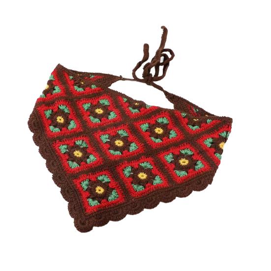 Готический вязаный крючком головной платок с цветочным узором на шнуровке, дышащий эластичный головной убор с растительным узором, аксессуары для волос