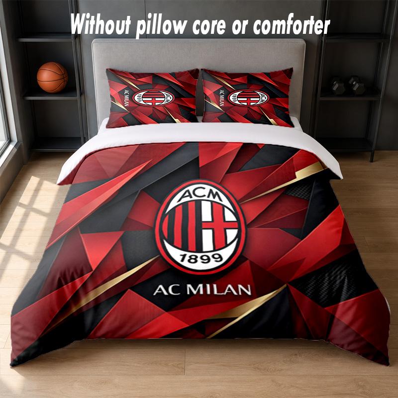 AC Milan Design Bed Bedding Set 1 Duvet Cover + 2 Pillowcases Soft Breathable Household Bed Linens
