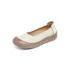 New pedal breathable full leather hollow mother leather non-slip soft sole comfortable flat single shoes women's shoes
