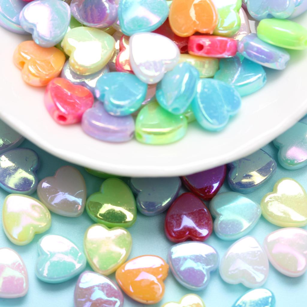 DIY For GIFTS Jewelry Making AB Color 100Pcs Handmade Accessories Heart Acrylic Beads Home