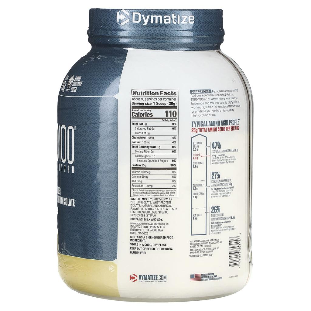 Iso100® Hydrolyzed, 100% Whey Protein Isolate, Gourmet Vanilla, 1.4Kg (3Lb)