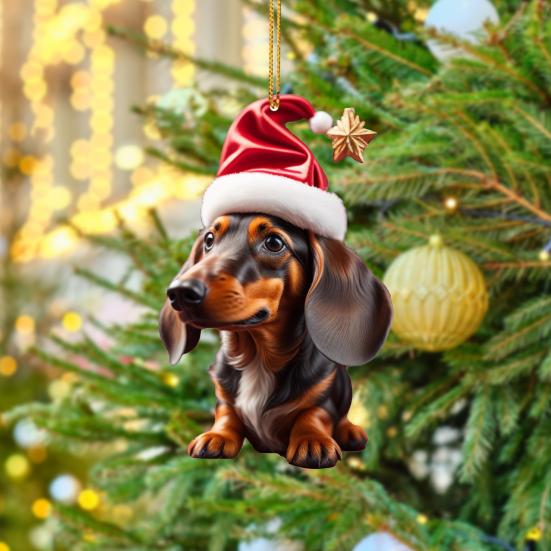 Подвеска на рождественскую елку, милая форма собаки, акриловое подвесное украшение для рождественской елки для дома, праздничное украшение
