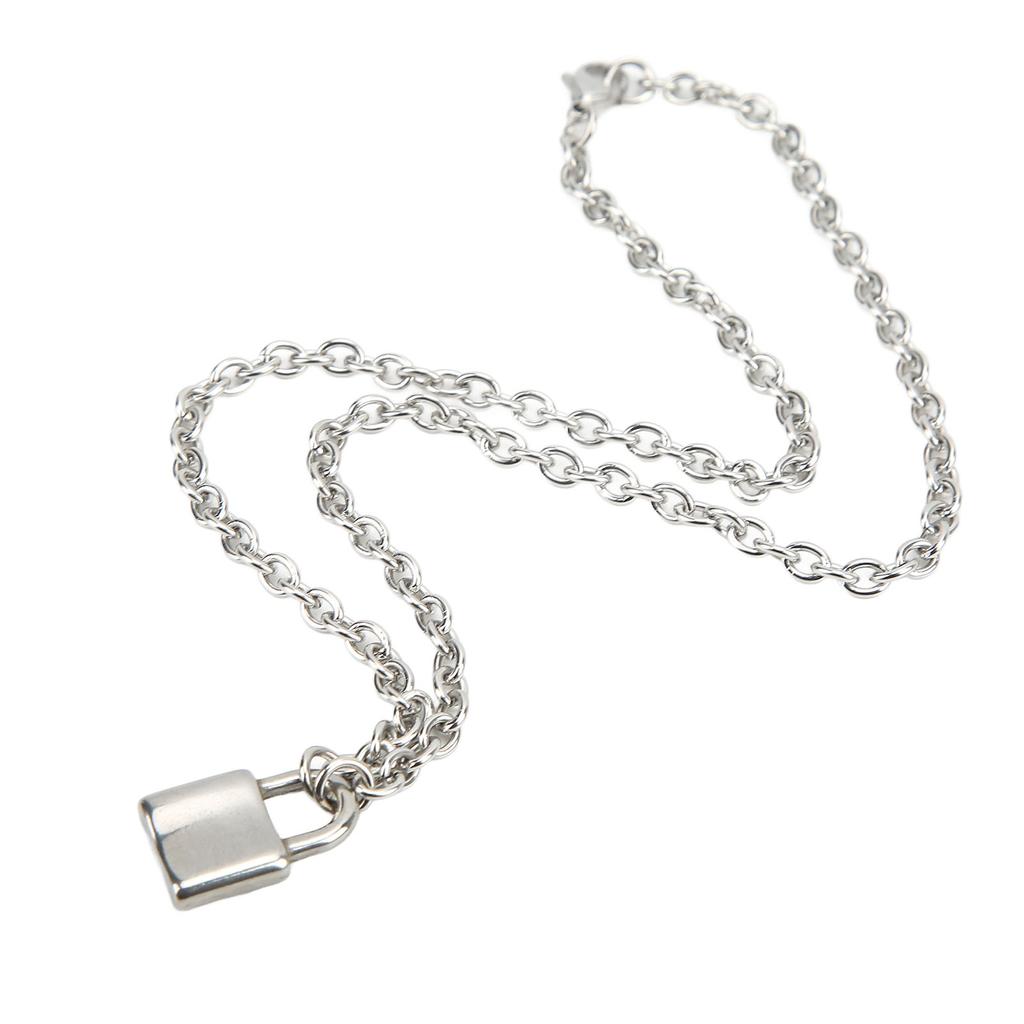 2PCS 50cm Lock Necklace Anti Allergy Stainless Steel Personalized Padlock Chain Necklace for Women