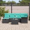 Garden Sofa Set with Cushions 7 pcs Black Poly Rattan