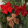 Christmas Bow Red Green Ribbon Bow Xmas Tree Decor Sequined Bow for Windows Doors Gift Wrapping Festive Holiday Decor