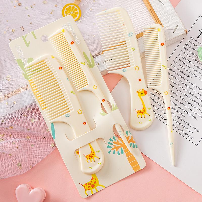 2pc Set Cartoon Children's Comb for Baby Girls Cute Kids Anti-Static Plastic Hair Comb Hairdressing Pointed Tail Combs Baby Care