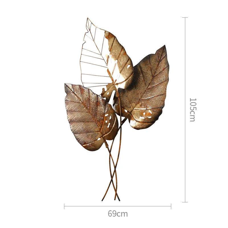 Simple European Wrought Iron Wall Hanging Leaf Crafts Decoration Home Livingroom Porch 3D Wll Sticker Mural Metal Ornaments ArtF