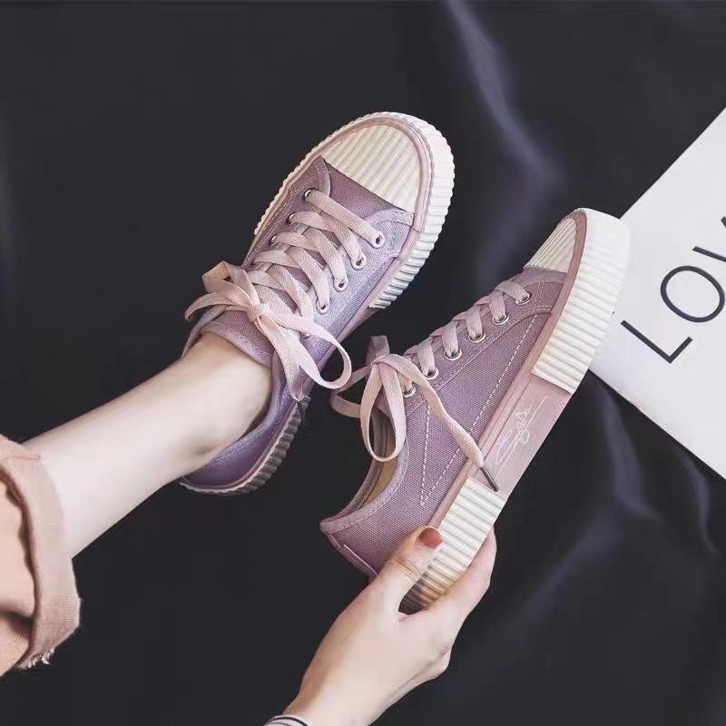 Spring and Autumn New Canvas Shoes Female Students Lace-up Board Shoes Biscuit Shoes Breathable Casual Women's Shoes Small White Shoes