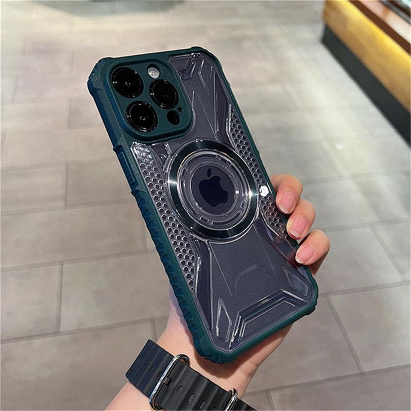 Противоударный гибридный бампер для Magsafe, магнитный чехол для беспроводной зарядки для iPhone 11, 12, 13, 14 Pro Max Plus, жесткий прозрачный чехол для телефона
