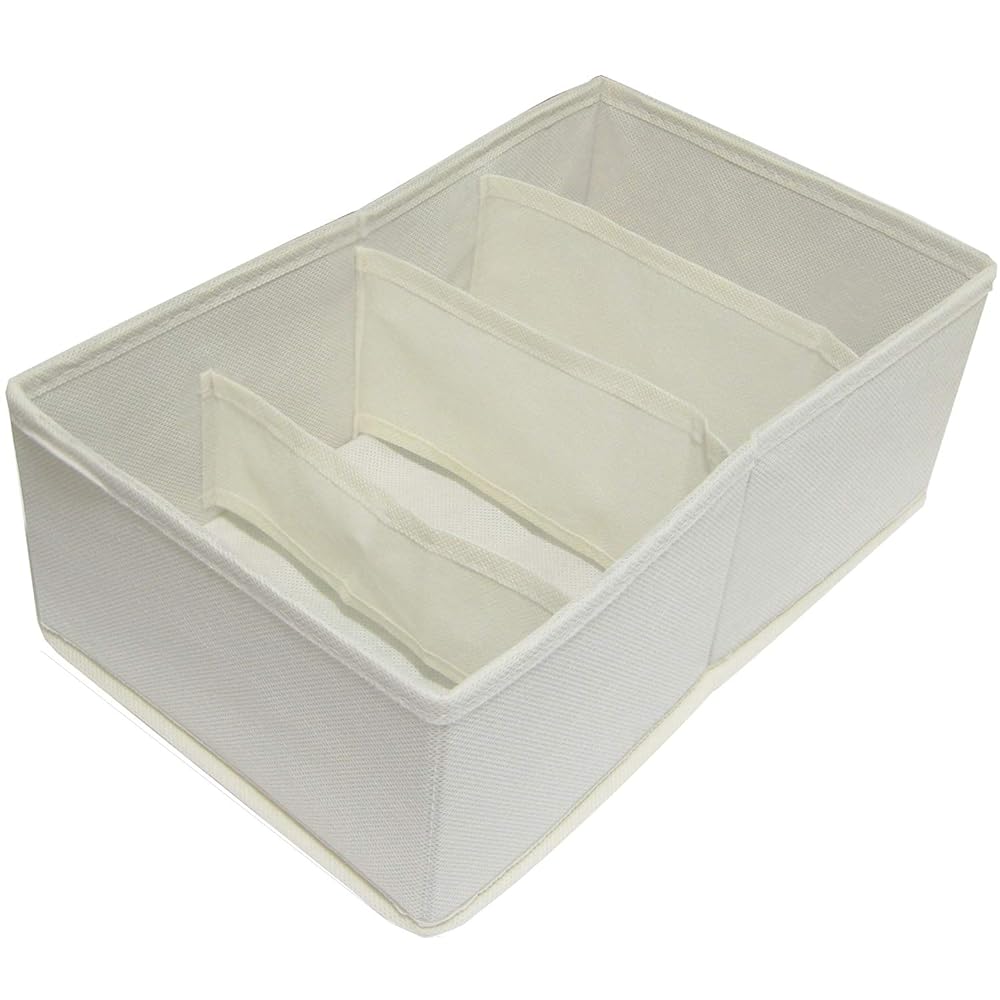 YAMAZEN Divided Storage Box, 34cm (W) x 21cm (D) x 10cm (H), 4 Compartments, Deep Type, Drawer