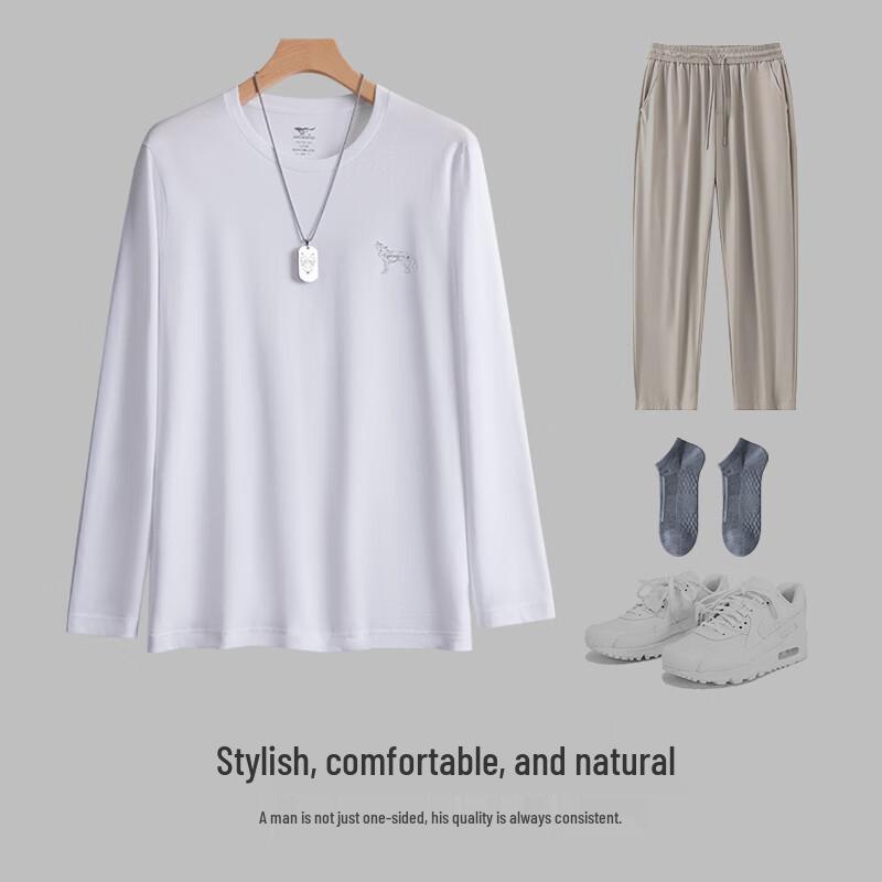 SEPTWOLVES Мужская футболка с длинными рукавами из 100% хлопка с геометрическим рисунком волка.