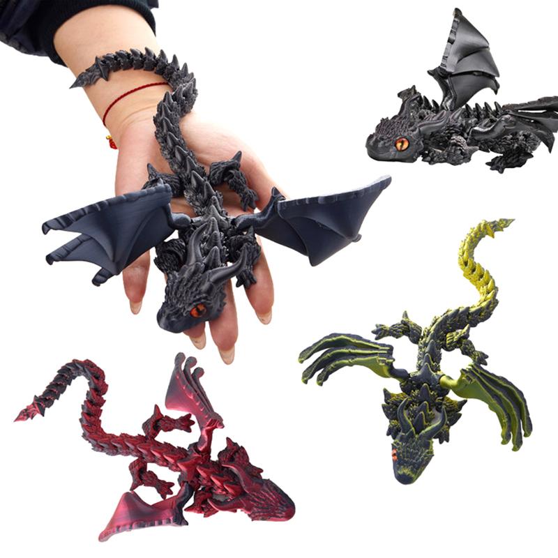 3D Printed Toys Dragon Figures Model Multi-Joint Movable Ornament Desktop Decoration Creativity Novelty Kids 3D Movable Toy Gift