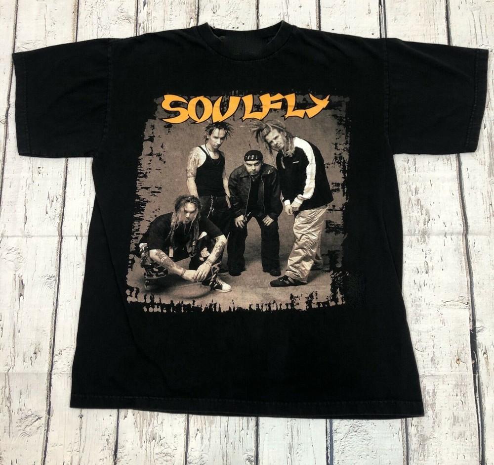 Винтажная футболка Soulfly Your Tribe Our Tribe Хлопок Черный Полный Размер Унисекс C261 Унисекс Футболка