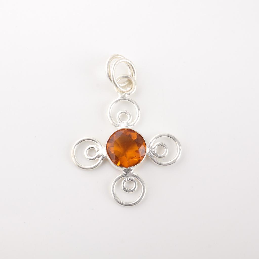 Citrine Gemstone 925 Sterling Silver Jewelry Handmade Pendant For Mother's Day PP-41-4