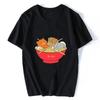 Футболка Neko Ramen Japan Cat Anime, мужская, высококачественная, эстетичная, из хлопка, классная, винтажная, в стиле Харадзюку, уличная одежда, мужские футболки