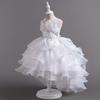 Платье для девочки, платье для девочки-цветка, платье со шлейфом, органза, платье-торт, платье принцессы, детское платье, свадебное платье с помпонами, любимое платье маленькой девочки, платья
