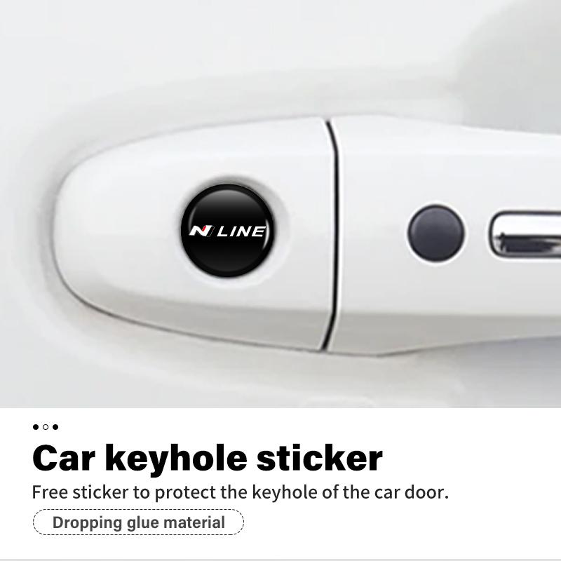 Car Logo Door Key Lock Hole Sticker Keyhole Cover Auto Accessories For Hyundai N Line Tuscon NX4 I20 I30 I10 Sonata Elantra CC5