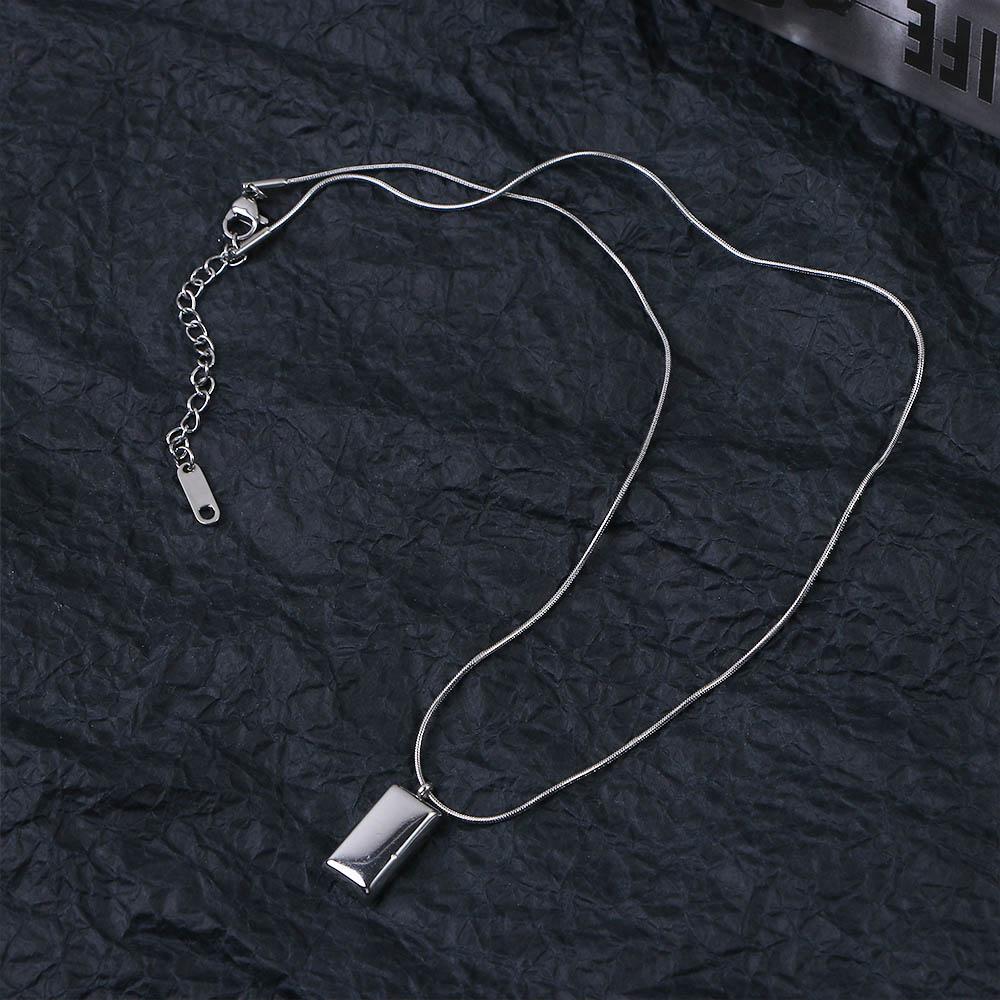 Women Silver Color Bricks Men Necklace Clavicle Chain Geometric Necklace Korean Style Necklace