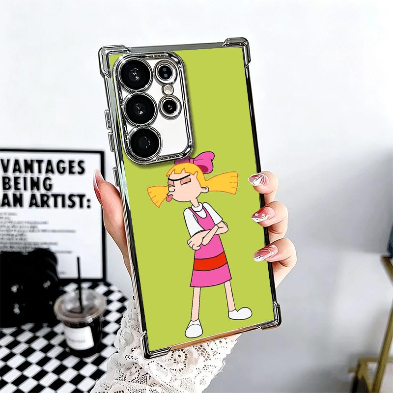 Cartoon Hey Arnold Helga Plating Phone Case For Samsung Galaxy S24 S25 FE S26 Edge S23 Ultra S22 S21 Plus S20 Anti-Fall Airabag