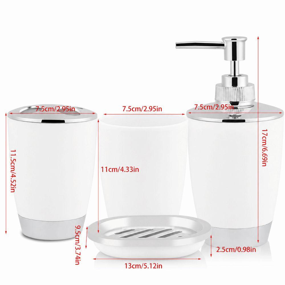 4 Piece Includes Cup Toothbrush Holder Soap Dish Bathroom Accessories Set  Home Storage