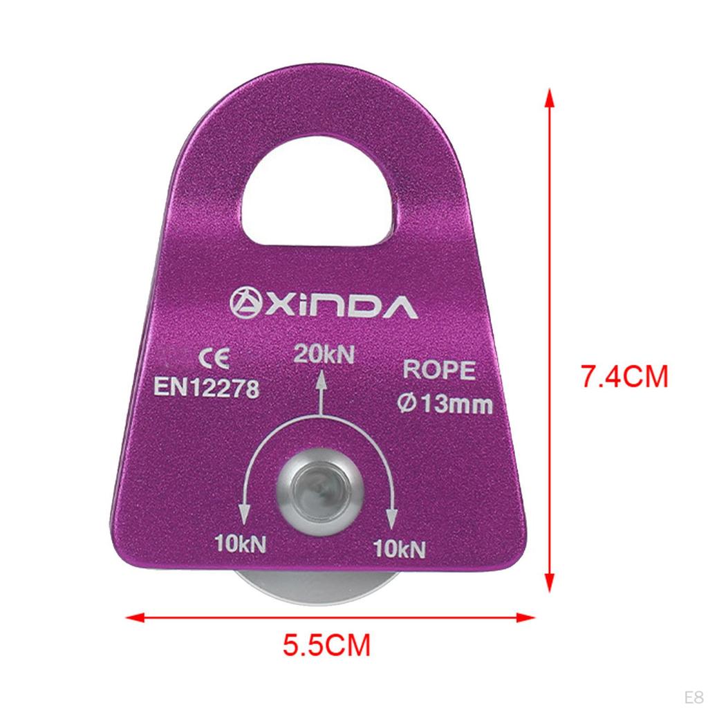 20KN Climbing Pulley Ball Bearing, Side Swing Lightweight Pulley, Steady Purple Outdoor for