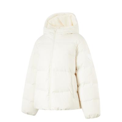 Женская куртка LiNing Sports Lifestyle Series с капюшоном, короткими рукавами и принтом букв, на молнии, цвет белый AYMU040-1