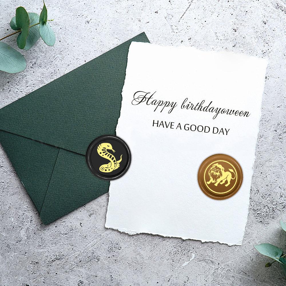 Лев, Краб, Змея, Слон, Дракон Печать из воска Ретро Печать из сургуча Коллекция животных 25 мм Съемная латунная головка для конверта