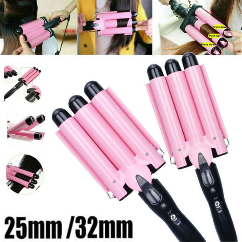 Керамический 3-ствольный плойка-волна для волос из парикмахерской. Получите идеальные локоны за считанные минуты.